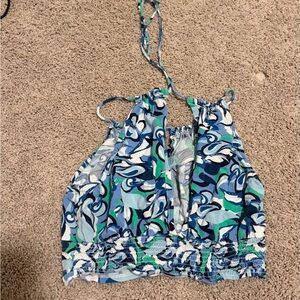 Blue and Green Halter Top